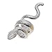HongBoom Hot Hip Hop Rings 18K Gold Plated CZ CRYSTAL Fully Iced-Out CUBAN Snake Ring (Silver)
