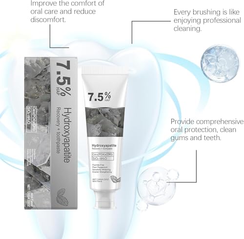 Hydroxylapa-Zahnpasta, 7,5 % Hydroxylapa-Zahnpasta für fortschrittlichen Zahnschmelzschutz und Zahnstärkung, Nano-Hydroxylapa-Zahnpasta, fluoridfreie Zahnpasta für empfindliche Zähne (3) – Bild 8