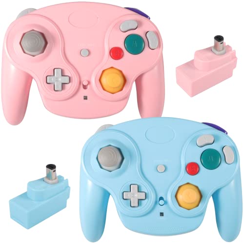 PGYFDAL Wireless Game Cube Controller, 2 Pieces 2.4G Wireless Classic Gamepad with Receiver Adapter...