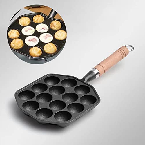Ghisa Antiaderente Fori Takoyaki Pan con Manico Staccabile per Aebleskivers Pancake Home