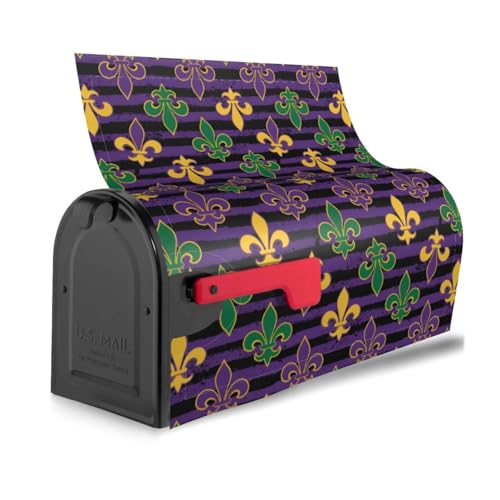 Image of Dujiea Mardi Gras Mailbox Wrap, Waterproof Magnetic Post Box Cover, Standard Size 21 inch(L) x 18 inch(W), Garden Yard Outside Farmhouse Home Decor