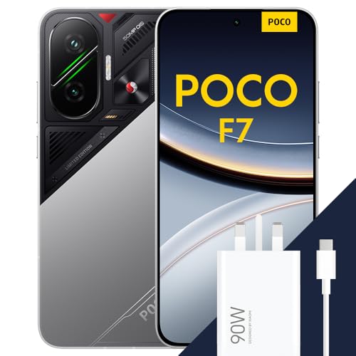 POCO F7 Smartphone, 12+256GB, Silver, Flagship Snapdragon® 8s Gen 4, 6500mAh battery, 50MP Sony camera with OIS, 6.83" 1.5K 120Hz AMOLED display (Included power adapter)