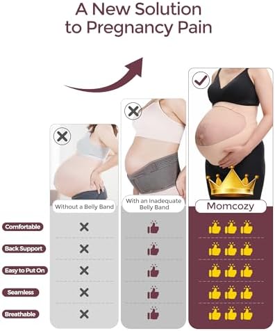 Momcozy Pregnancy Belly Band, CozySupport Ergonest Maternity Belly Band, Invisible Pregnancy Belt for Back, Abdomen, Waist, Pink L - 3