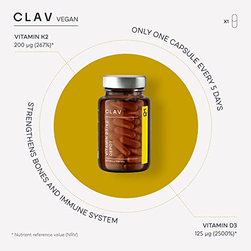 Vitamine D3 K2 Vegan - Vitamine D3 5000 IE + 200μg Vitamine K2 MK7 Depot per Capsule - Eenvoudige en Sterke Dosering… - Image 4