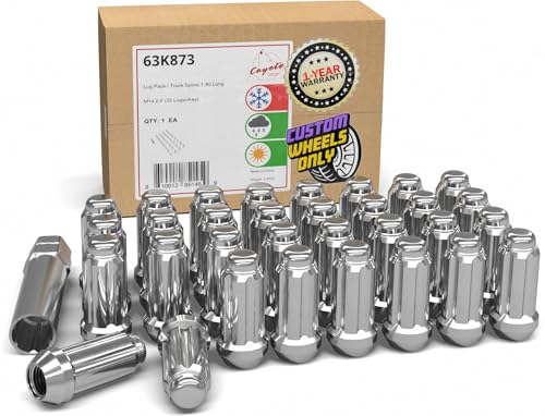 Image of Wheel Accessories Parts 32 Pcs M14x2 14x2 Thread Truck 2.00 inch Long Spline Lug Nuts Chrome 6 Spline Hex Fits Ford Excursion F-250 F-250 350 Super Duty