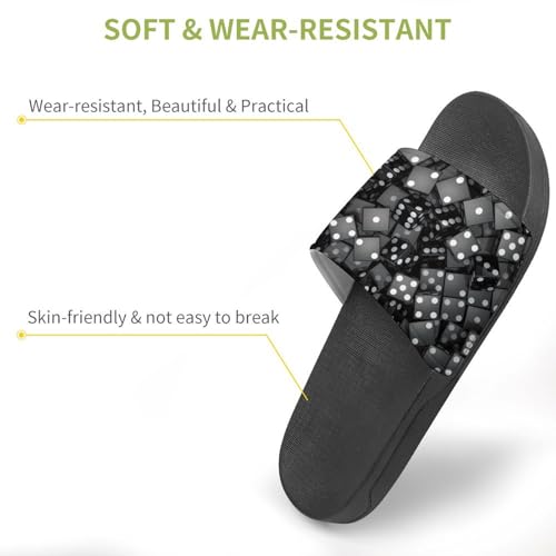 Black Dice PVC Slippers Sandals for Women Men Open Toe Soft Cushioned Non-Slip Sandal for Indoor Outdoor3