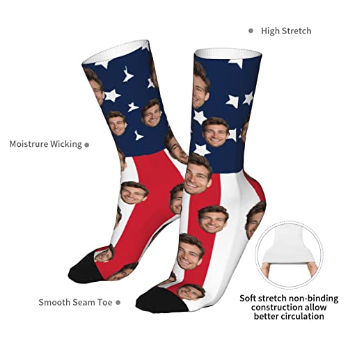 Byxhuc Custom Socks With Usa Flag, Fun Personalized Gifts For Men Women Unisex Socks, Best Boyfriend Gifts For Birthday Anniversary Father's Day Christmas Valentine's Day Thanksgiving #TOP5
