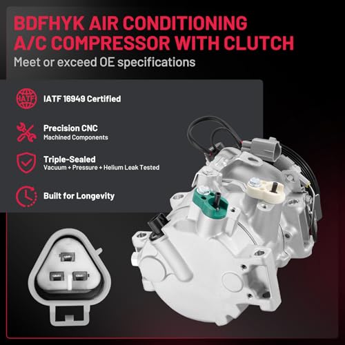 BDFHYK 98363 Air Conditioning A/C Compressor with Clutch Compatible with Toyota Avalon V6 3.5L 2008 2009 2010 2011 2012, Camry V6 3.5L 2007-2011