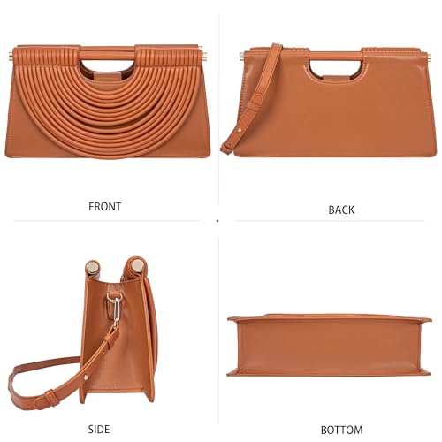 Image of Trendy Woven Evening Clutch Purse Half Round Designer Shoulder /Crossbody Bag Top-Handle Satchel Handbags