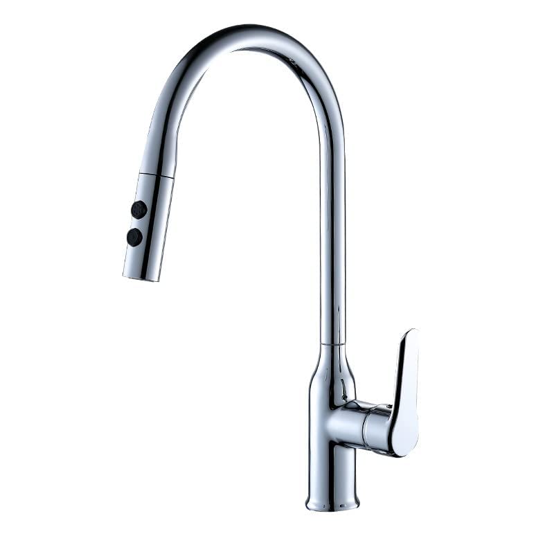 Grifo de cocina extraíble cromado monomando para fregadero con rotación de 360 grados