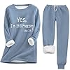 DEPENSL Yes I'm Still Freezing Me 24/7 Womens Fall Winter Pajama Sets 2 Piece Loungewear Fuzzy Fleece Sherpa Sweatshirt Top Suit(Blue02, M)