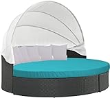 BASANOB Outdoor Daybed Cushion Cover, 66' Replacement Daybed Cover with Elastic Band, Sun Bed Cushion Cover, Outdoor Round Bed Cushion, Cover ONLY (Blue)