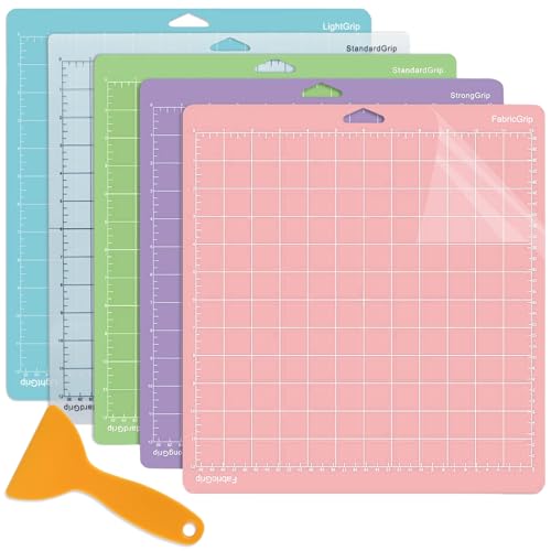 ANBOWEI 5 Stück Schneidematten für Cricut Maker 4/Maker 3/Explore 5/4/3/Air 2/Air/One 30x30 cm Plotter Matte für Cricut inkl. StandardGrip LightGrip StrongGrip FabricGrip