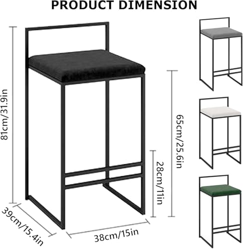 Tabourets de bar en velours 65cm confortables contre le mal de dos - 4