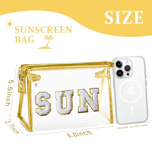 Image of COSHAYSOO Sunscreen Bag Clear Makeup Toiletry Pouch Beach Vacation Essentials for Women Teen Girls Trip Gifts Summer Pool Travel Must Have Accessories Waterproof Stuff