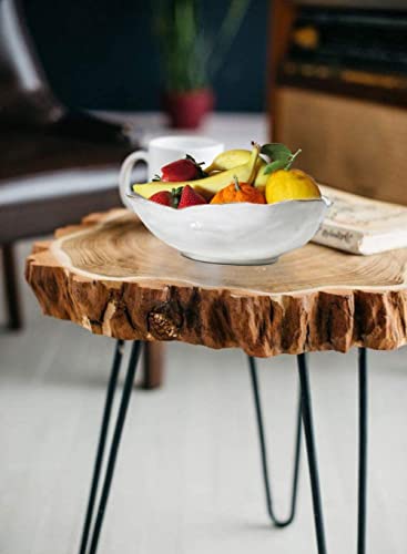 Serene Spaces Living Extra Large Free-Form Edge Glazed Ceramic Bowl - Fruit Basket, Dinnerware, Centerpiece For Vintage Weddings, Events, 10.5" Long, 8" Wide And 3.5" Tall #TOP1