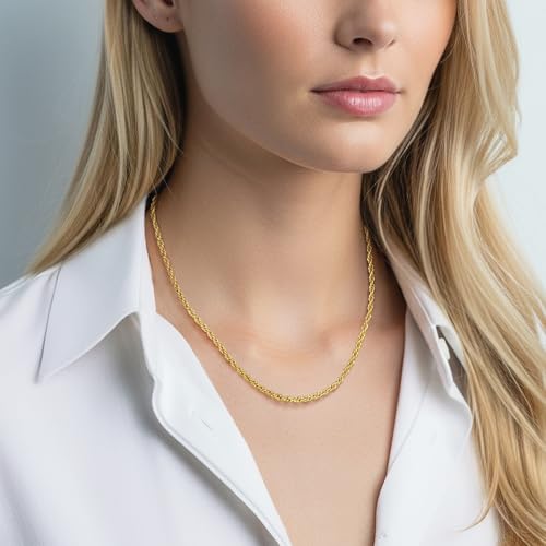14K Gold Chain for Women and Men 2.5mm Rope Chain Necklace Non-Tarnish Minimalist Unisex 20-24 Inch4