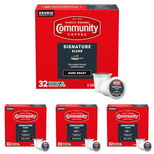 Image of Community Coffee Signature Blend Dark Roast Single Serve Keurig K-Cup Pods 32 ct Box (Pack of 4)