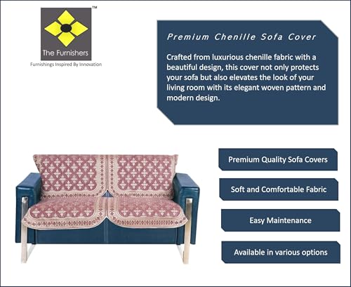Image of Premium Chenille Woven Anti-Slip 2 Seater Sofa Cover | L-Shape Sofa Seat Protector for Living Room | Durable & Stylish Slipcover - Onion Pink - Floral
