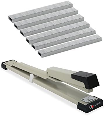 Long Reach Stapler - 20 Sheets Capacity, 210 Staples Capacity - Adjustable up to 12” - Perfect for Binding Books, pamphlets, brochures and Stapling (Bundle - Stapler with 5000 Staples)