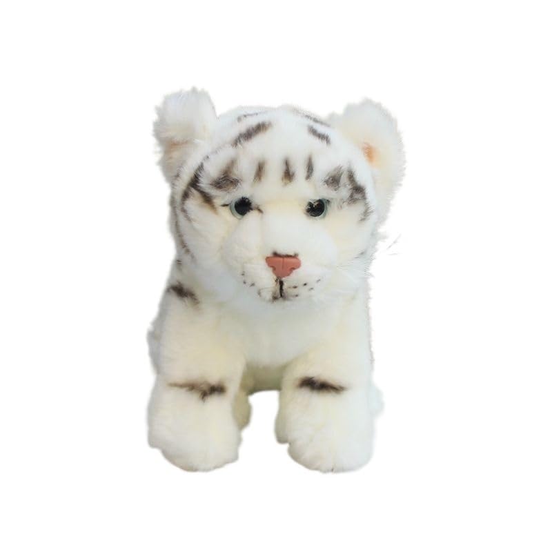 Tigre en peluche réaliste blanc 24 cm, doudou animal pour enfant
