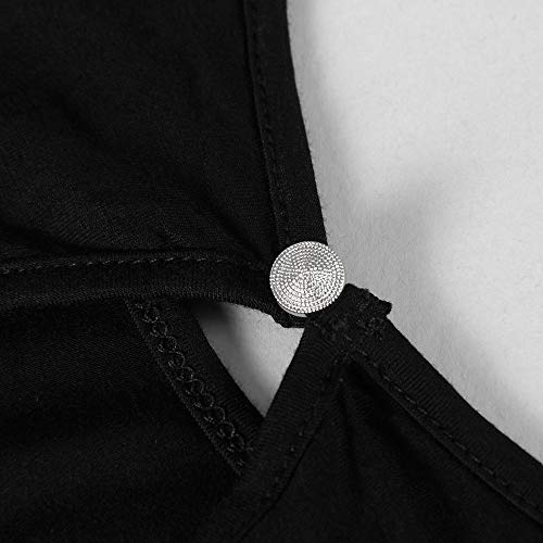 Artfish Women Casual Loose Wide Legs Jumpsuit Short Sleeve Pants Romper With Pockets Black, M #TOP3