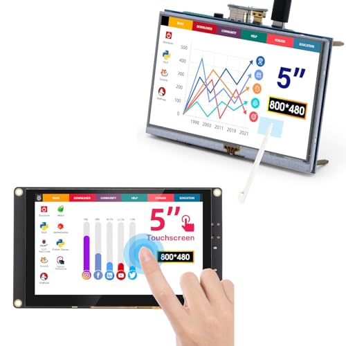 Image of ELECROW 5 Inch Resistive Touch Screen TFT LCD Display + 5 Inch IPS Capacitive Touch Screen Monitor for Raspberry Pi, 800x480 HD Mini Touchscreen Compatible with Raspberry Pi, PC