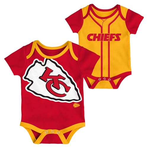 Outerstuff NFL Newborn & Infants 0-24 Months Prime Time Team Graphic 2 Piece Team Graphic Creeper Bodysuit Romper Set (Kansas City Chiefs 6/9 Months)