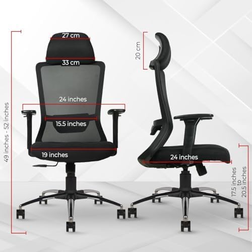 Image of CELLBELL Ergoglide Office Chair High Back Mesh Ergonomic Backrest Design | Tilt Mechanism, Computer, Desk Chair, Work from Home Chair Built-in Adjustable Lumbar Support & Armrest Smooth Glide, Black