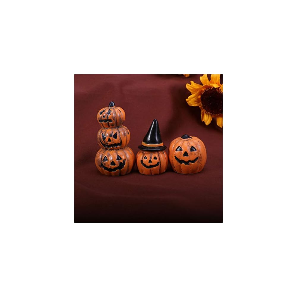yardwe 3pcs halloween fairy garden miniature pumpkin figurine decorations ornaments doll house accessories halloween party favors bag fillers