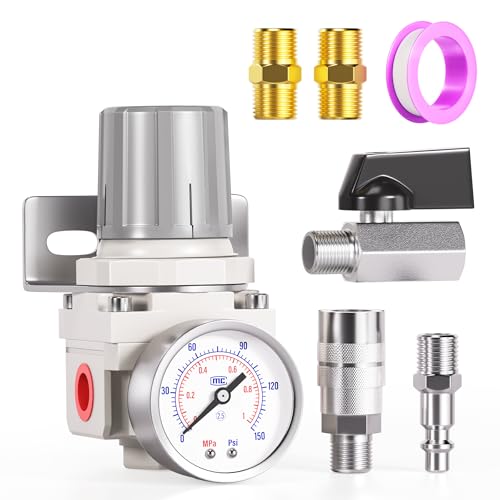Régulateur de pression robuste Tailonz Pneumatic avec filetages NPT 6,35 mm étanches - 2