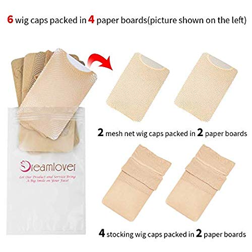 Dreamlover Nude Wig Caps for Wigs, 6 Pack