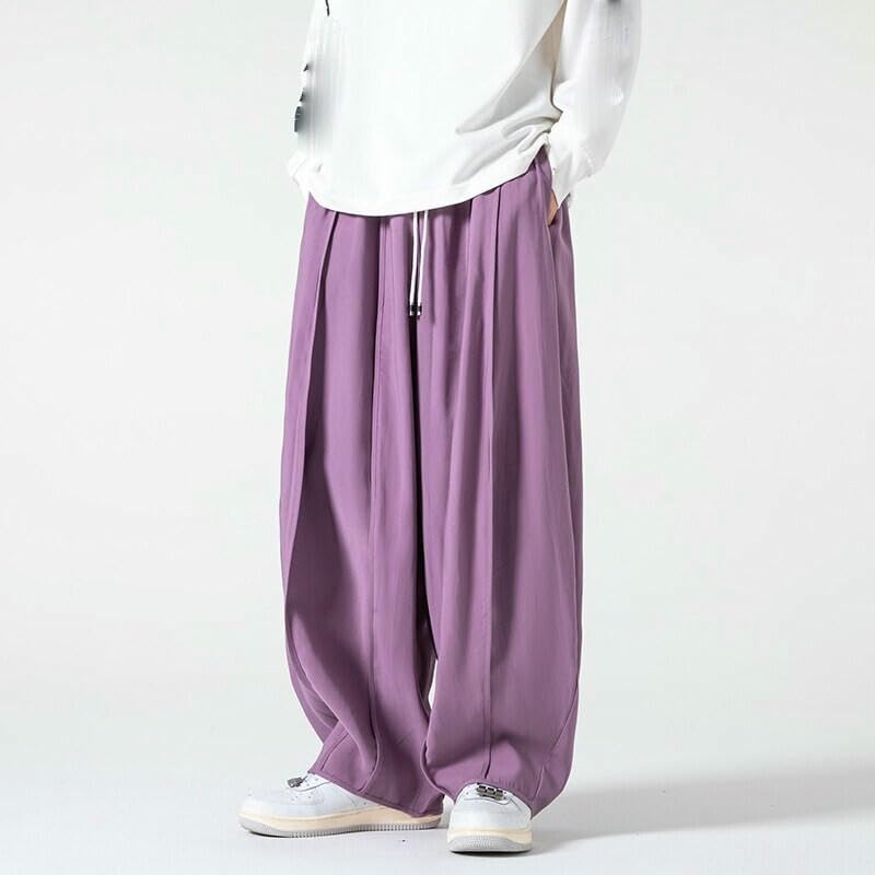 Men's Summer Hong Kong Style Japanese Loose Minimalist Workwear Lantern Long Pants3