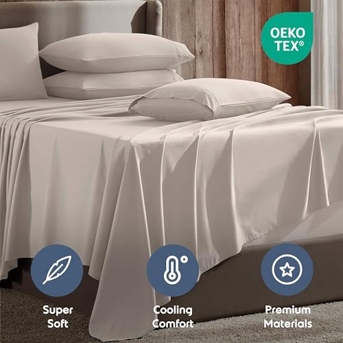 Image of Nestl Extra Deep Full Sheet Set - 6 Piece Breathable & Cooling Sheets - Hotel Luxury Bedding Set w /18-24 Inch Deep Pockets - Easy & Secure Fit - Super Soft, Wrinkle Free & Comfy - Linen