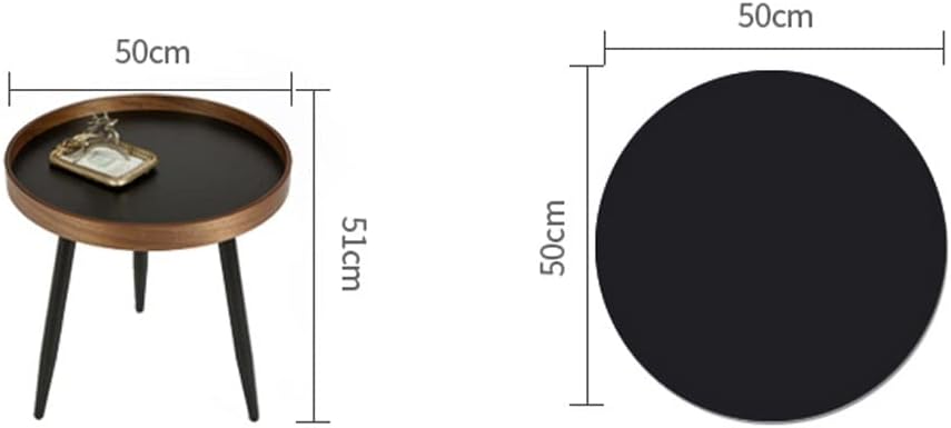 Etlegor Wooden Coffee Table, Bedside Table Set of 2 Small Side Table Round End Table with Storage Box Increase Storage Space for Living Room Bedroom (Color : Brown, Size : 50x51cm+38x43.5cm)