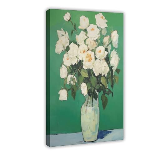 Impression sur toile vase botanique et fleurs mortes 40x60cm pour décoration murale