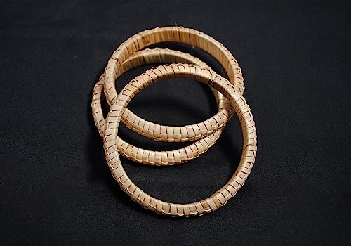 Pure Hands Eco-Svelte - Set of 3 Natural Narrow-Width Half-round Rattan Bracelets for Women | Handwoven Bamboo Cane Bangle (Medium Hand Size) 5