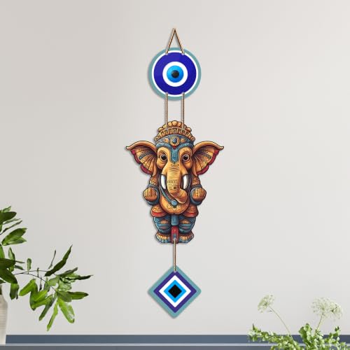 Image of Artvibes Vinayaka Evil Eye Wall Hanging Decor for Home and Office | Nazar Protection Hanging for Entrance Door Living Room Temple | Vastu Positive Energy Good Luck Decorative Gift (WH 8557N)