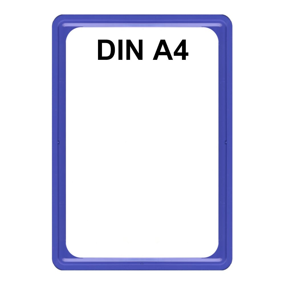 4 Plakatständer DIN A4 Rahmen blau, Teleskopständer höhenverstellbar bis 1510 mm mit Teleskoprohr ALU Kunststoff, Fuß eckig 160x192 mm Stahl schwarz, Kundenstopper, Aufsteller für Paletten Ware