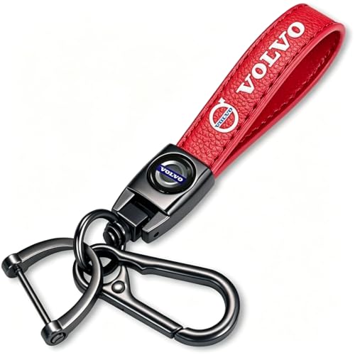 Image of Car Leather Keychain Key Ring Accessories red