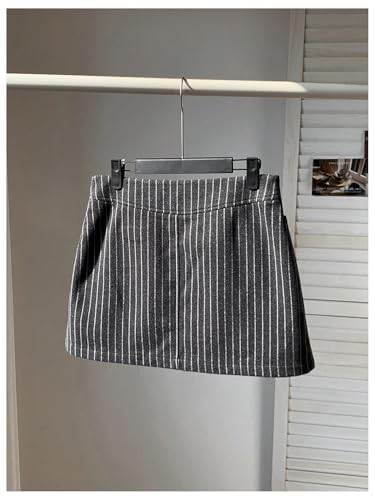 MakeMeChic Women's Striped Skirt Low Waist Work Business Mini Skirts with Pocket2