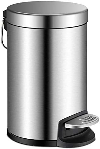 YCTEC0.8Gal/3L Stainless Steel Mini Trash Can with Lid Soft Close, Removable Inner Waste Basket, Round Small Garbage Can, Step Trash Bin for Bathroom Bedroom Office, Anti-Fingerprint Finish, Silver