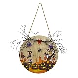 Etiqueta de madera para Halloween, truco o etiqueta de calabaza de bruja, placa de puerta de bienvenida de Halloween, decoración de vaca de cocina, Color, Talla única