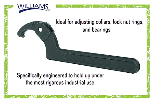 Image of Williams JHW474B Adjustable Hook Spanner Wrench with Span Diameter of 6-1 /8 to 8-3 /4-Inch, Ideal for Adjusting Collars, Lock Nut Rings, and Bearings