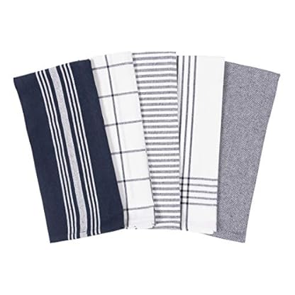 KAF Home Soho Geschirrtuch 10er-Set | 18 x 28 Zoll Geschirrtücher | Weiches und saugfähiges gemischtes Flachhandtuchset (Navy) – Bild 4