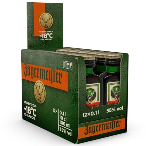 Jägermeister – 24 x 0,04l Premium Kräuterlikör Shots 35% Vol. als Party Geschenk – Aus 56...