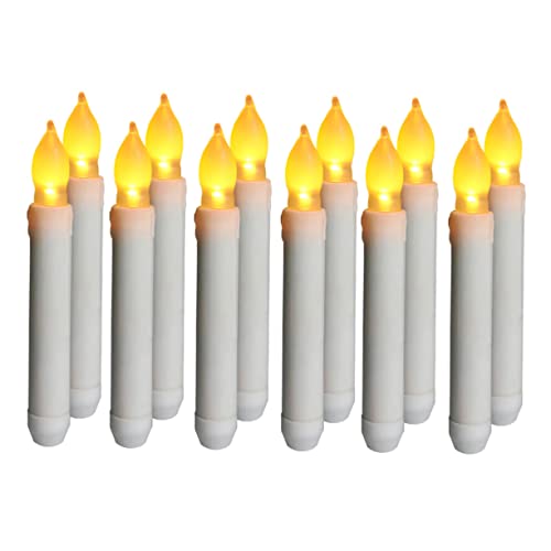 Mipcase 12pièces Lot de Bougies LED sans Flamme Coniques Et Longues Lampes Décoratives Électroniques