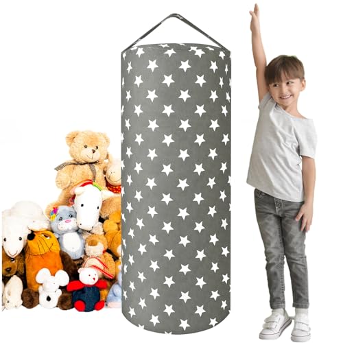 AOOHA Pouf de Rangement Multifonction, Housse de Pouf de Rangement pour Animaux en Peluche pour Enfants, Housse Range Jouets Peluche Doudou Convertible pour Enfants, pour Garçons et Filles-Étoile