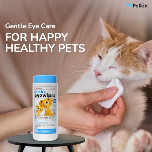 Image of Petkin Jumbo Eyewipes for Dogs and Cats, Wipes Away Daily Dirt and Tear Stains, Gently Cleans Eye, Remove Dirt, Super Convenient, Ideal for Home or Travel 80 Petwipes