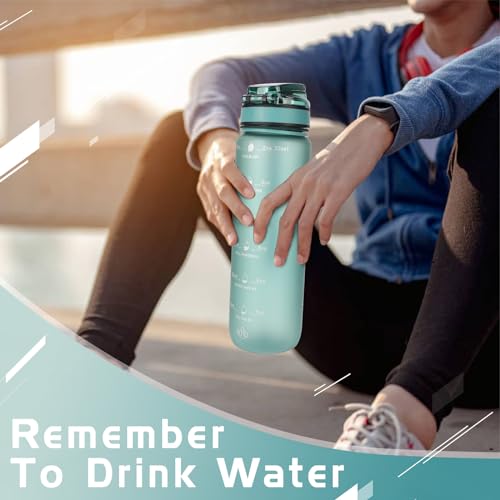OKKLE Trinkflasche 1L BPA freie Wasserflasche mit Verschlussdeckel und auslaufsicher, geeignet für Fitnessstudio, Schule, Radfahren, Outdoor, Sport, Fitness